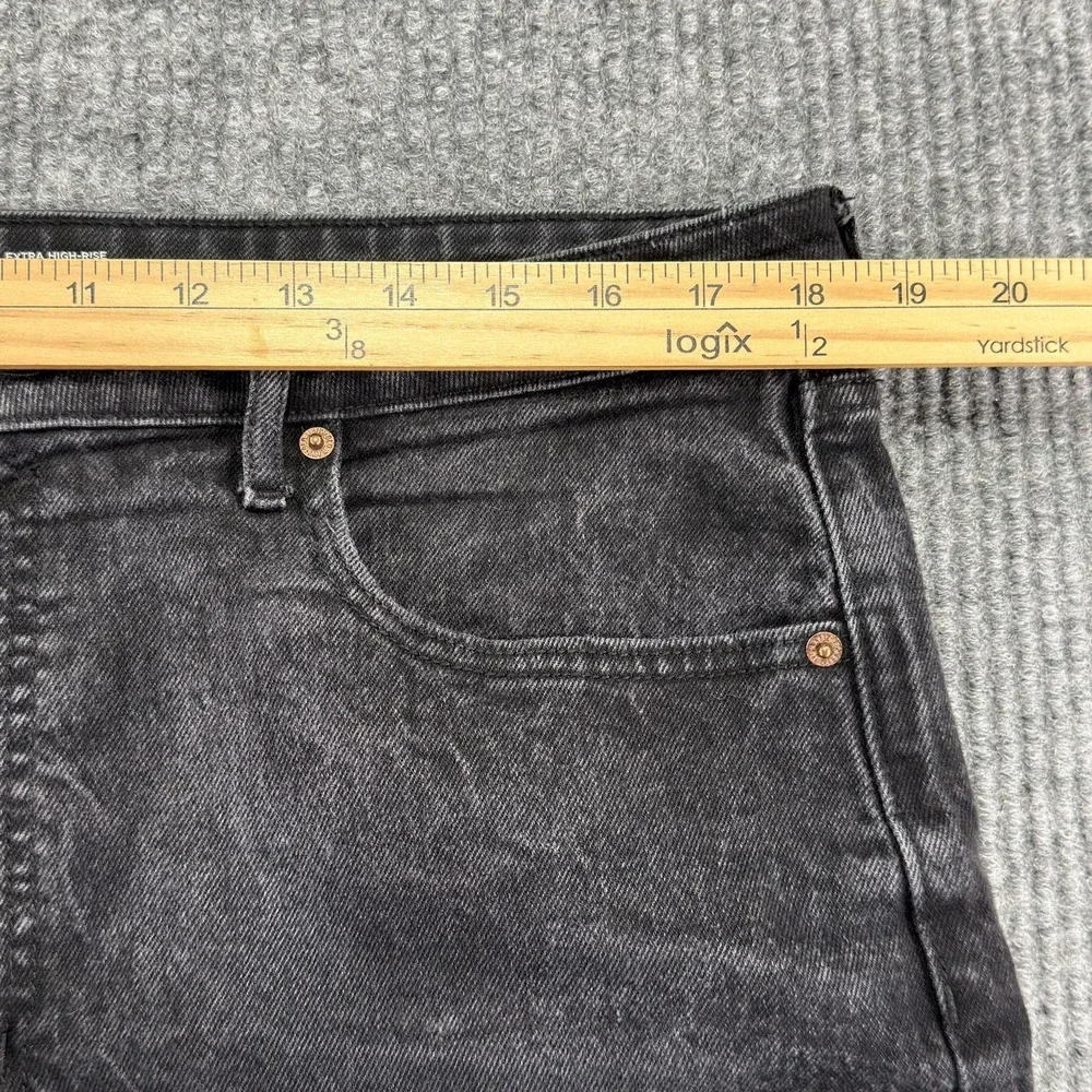 Old Navy Sky Hi Wide-Leg Jeans Womens 16 Charcoal Wash High‎ Rise Raw Hem Denim
